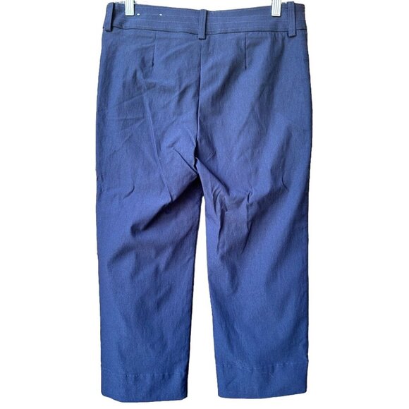 Chico's‎ Stretchy Navy Cropped Pants With Gold Buttons Size 4 - Picture 2 of 5